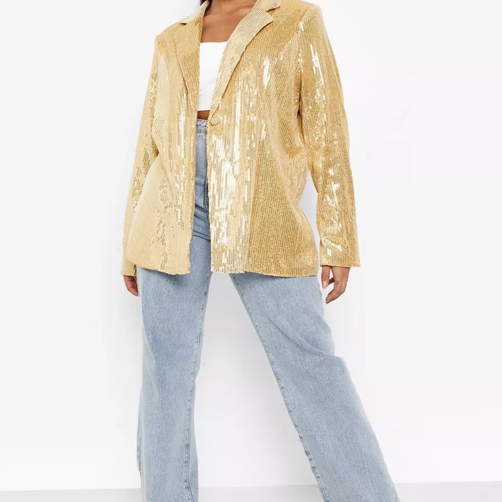 Boohoo Gold Sequin Women's Jacket